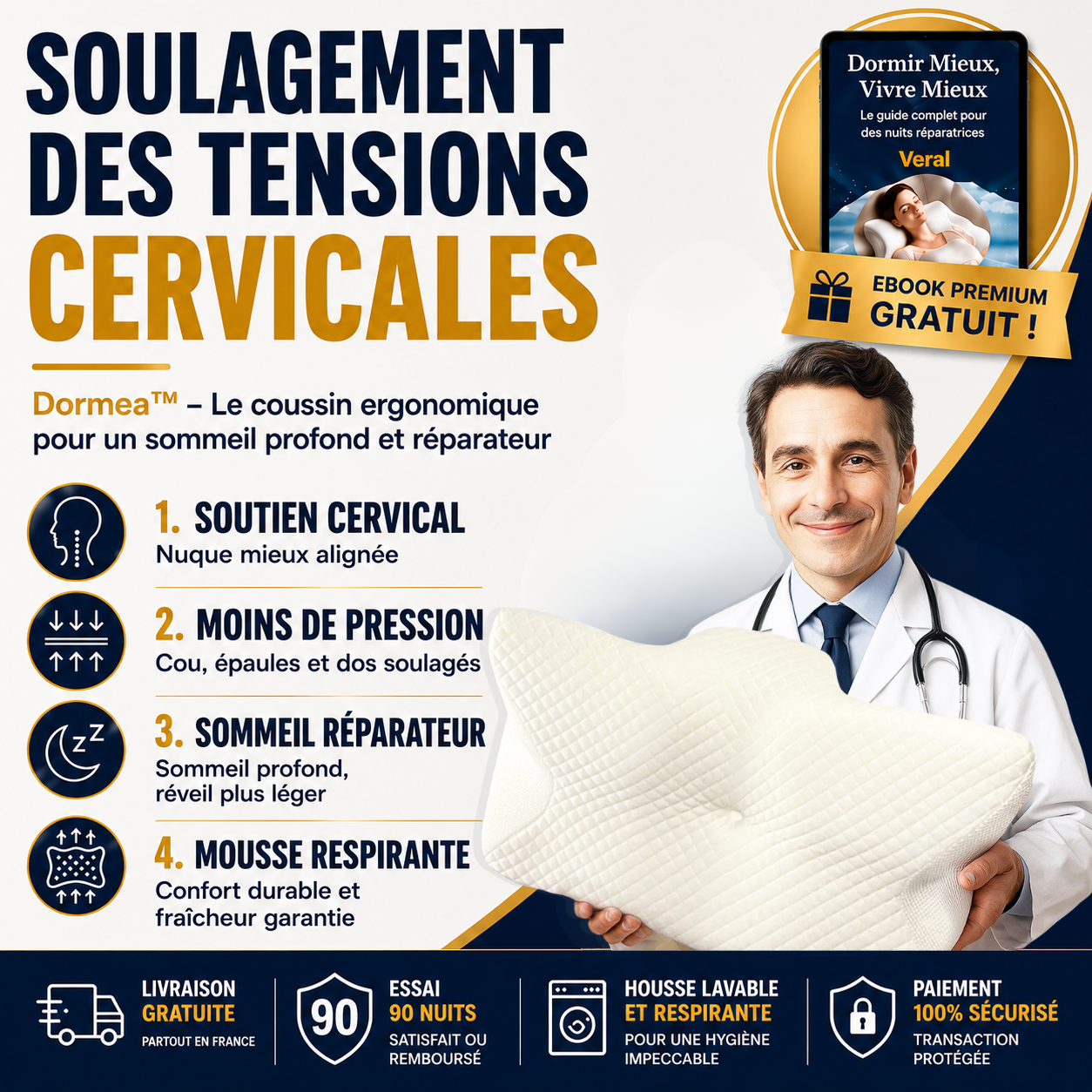 Dorméa™ – Oreiller cervical ergonomique