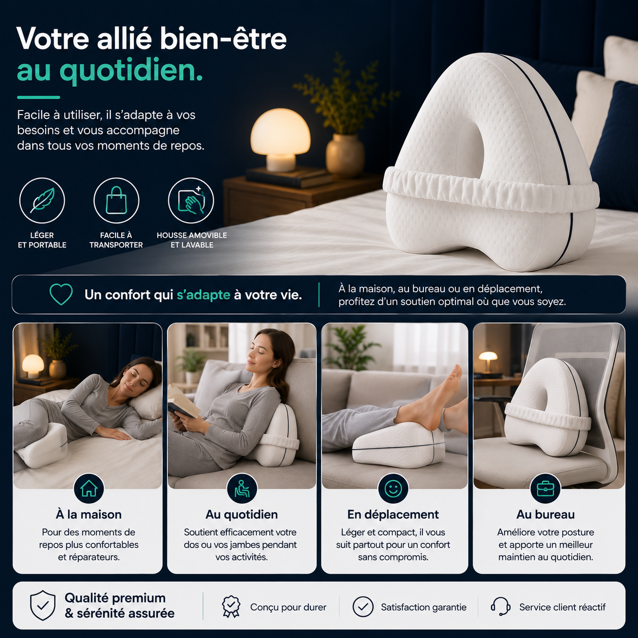 Soutinéa™ – Coussin de soutien ergonomique 4-en-1