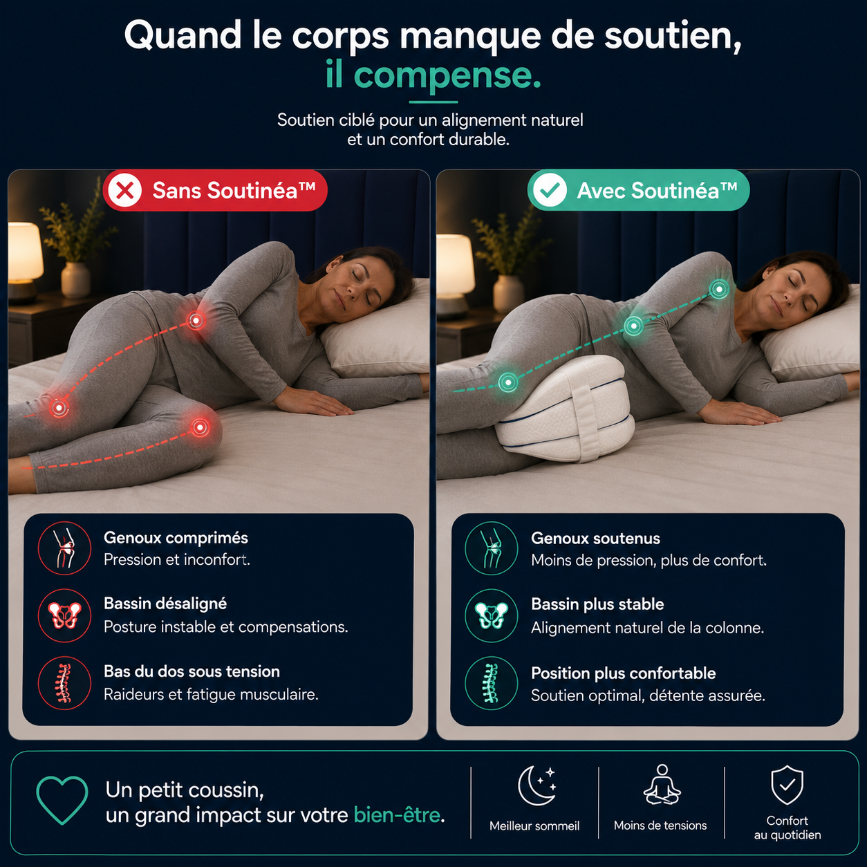 Soutinéa™ – Coussin de soutien ergonomique 4-en-1