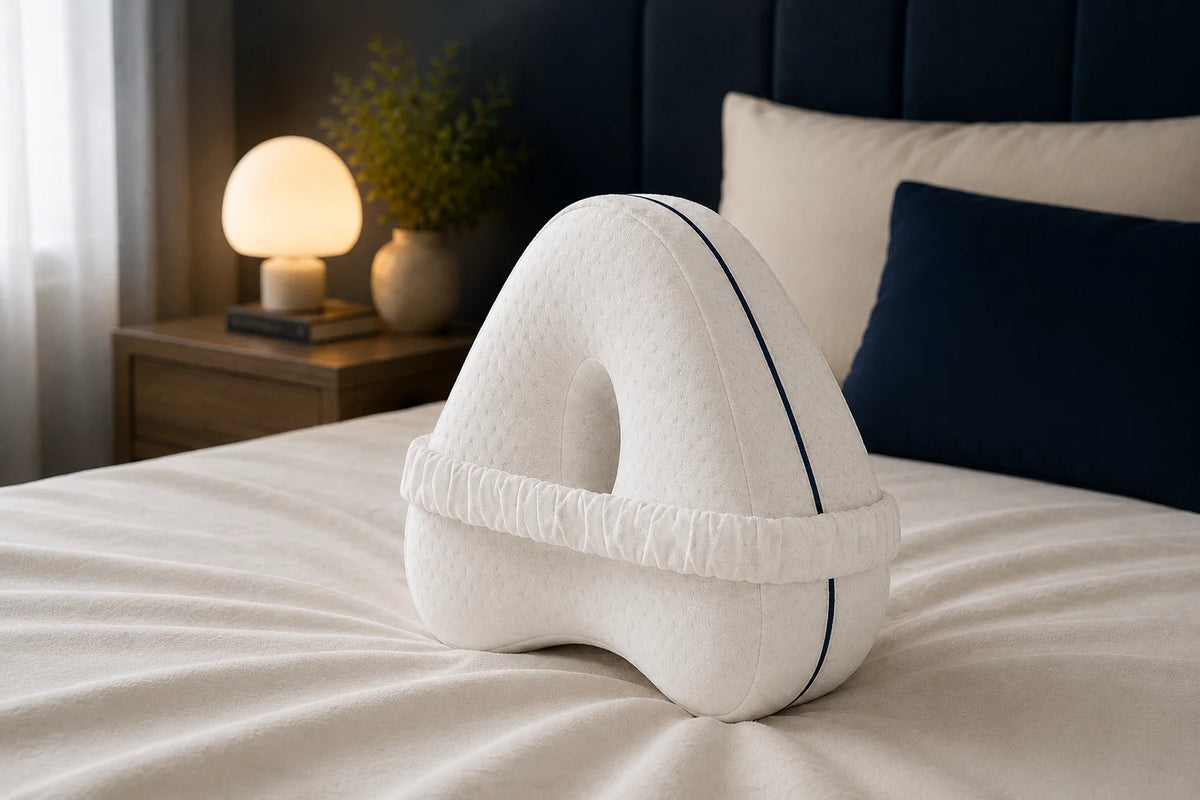 Image produit premium Soutinéa™ : coussin blanc, sangle ajustable, mousse, housse lavable